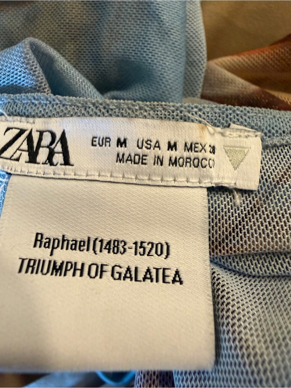Zara Blue Triumph of Galatea Print Sleeveless Sheer Tank - Picture 8 of 8